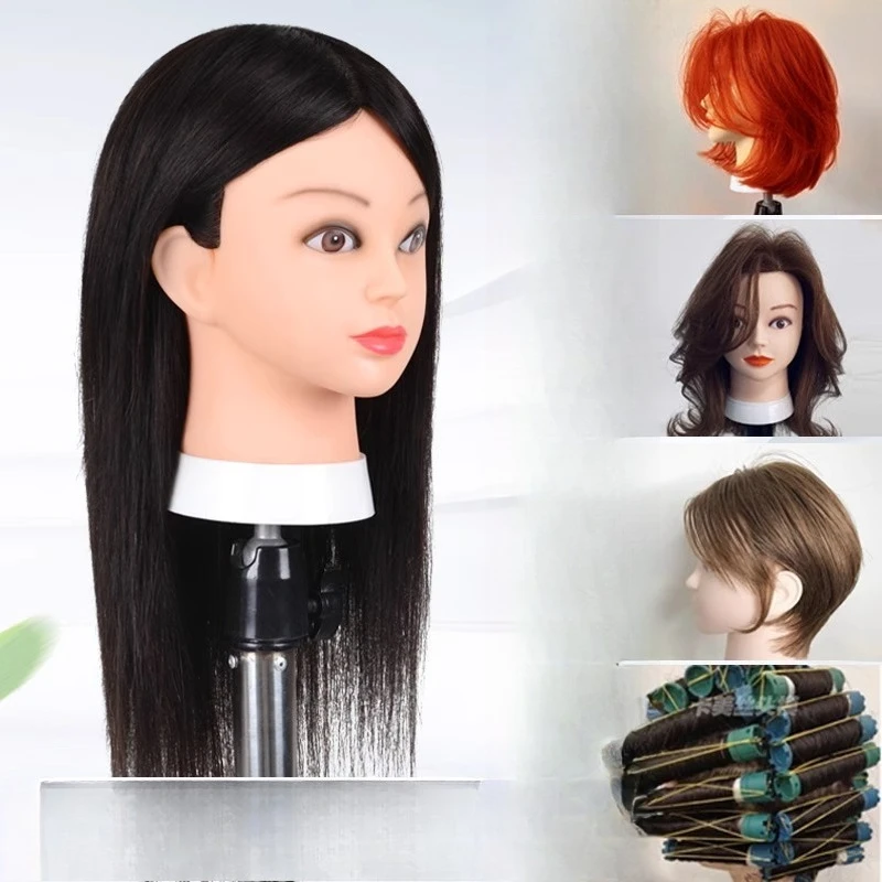 

model full real hair barber shop apprentice fake head can be permed, dyed and cut modeling doll model head