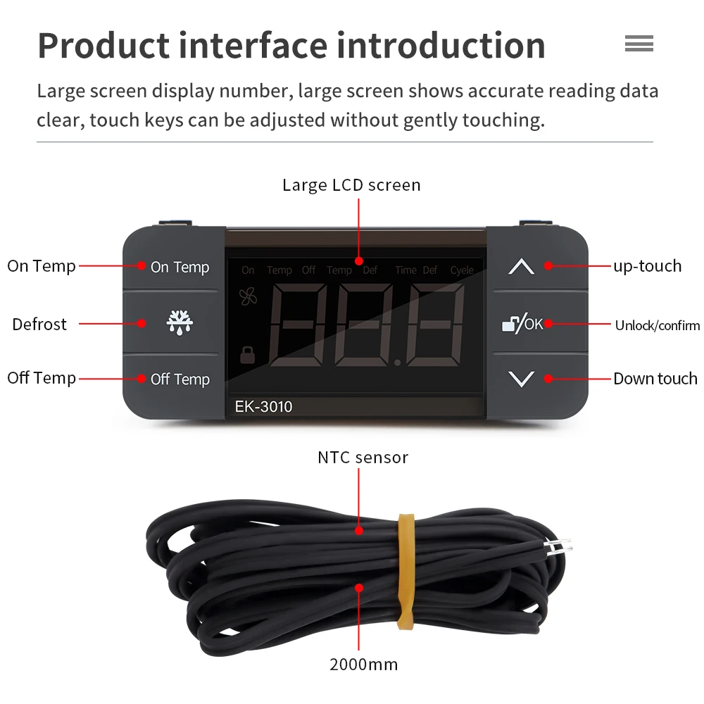 EK-3010/EK-3020/EK-3030 LED Digital Thermostat Temperature Controller Thermoregulator Refrigeration Defrosting  Alarm