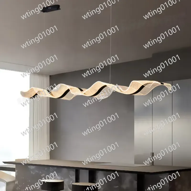 for Nordic Creative LED Chandelier Long Wave Pendant Light Fixture Modern Hanging Lamp for Restaurant Bar Dining Room Home