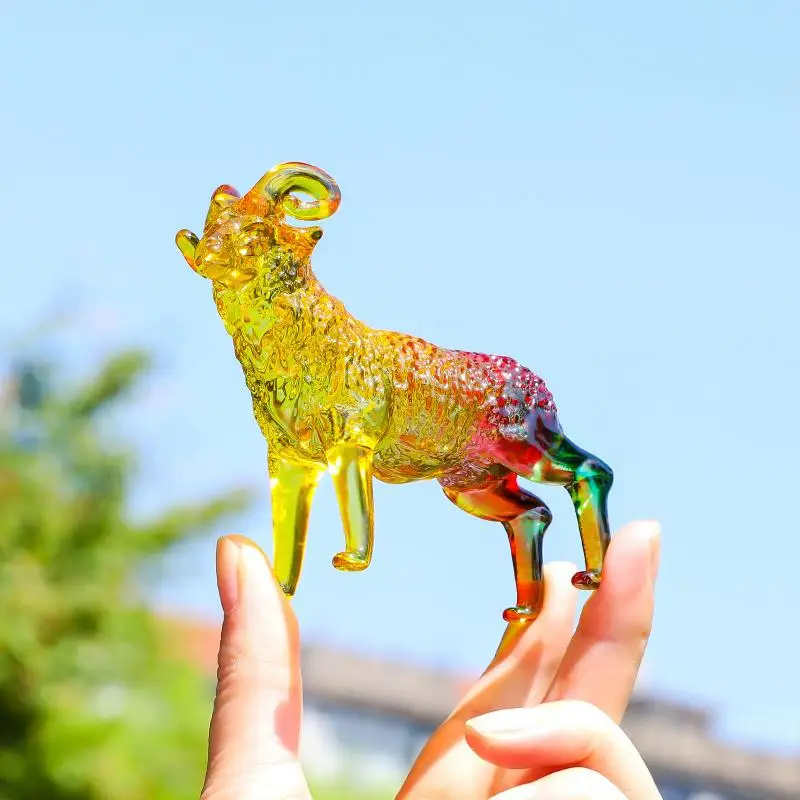 2027 Sternzeichen Schaf Kristallstatue Glänzende Handgefertigte Schaffigur Kunstobjekt für Wohnzimmer Schreibtischdekoration Festgeschenk für – Detail 1