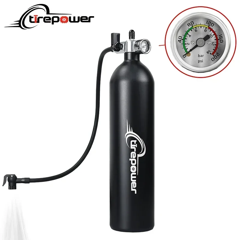 

Tubeless Tire Inflator 1.2L Tubeless Bike Pump Max 200 PSI Tubeless Booster Compatible with Presta & Schrade Valves for Road MTB