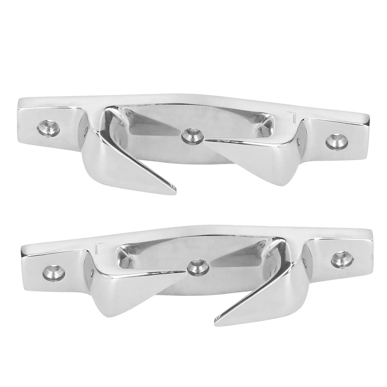 2pcs 6in Marine Boat Cleats with Hollow Fairlead - 316 Stainless Steel Docking Accessories for Anchoring