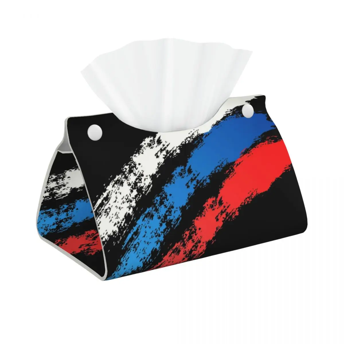 Custom Russia Flag Russian Pride Facial Tissue Box Cover Rectangular PU Leather Tissue Box Holder for Car Toilet