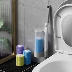 Escobilla de inodoro desechable montada en la pared, accesorios de baño sin taladro, soporte adhesivo, limpiador