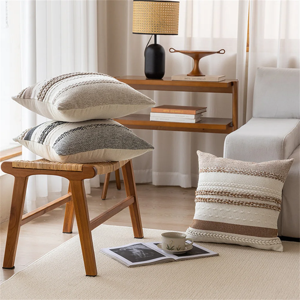 Simple Throw Pillowcase Light Luxury Living Room Sofa Bedhead Car Home Decorations Stripe Pillow Cushion Cover 30*50/45*45cm