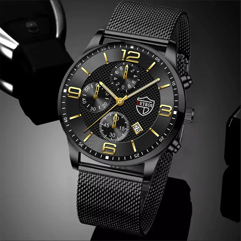 

Mens Watches Luxury Men Business Stainless Steel Mesh Belt Quartz Wrist Watch for Man Leisure Calendar Clock relogio masculino