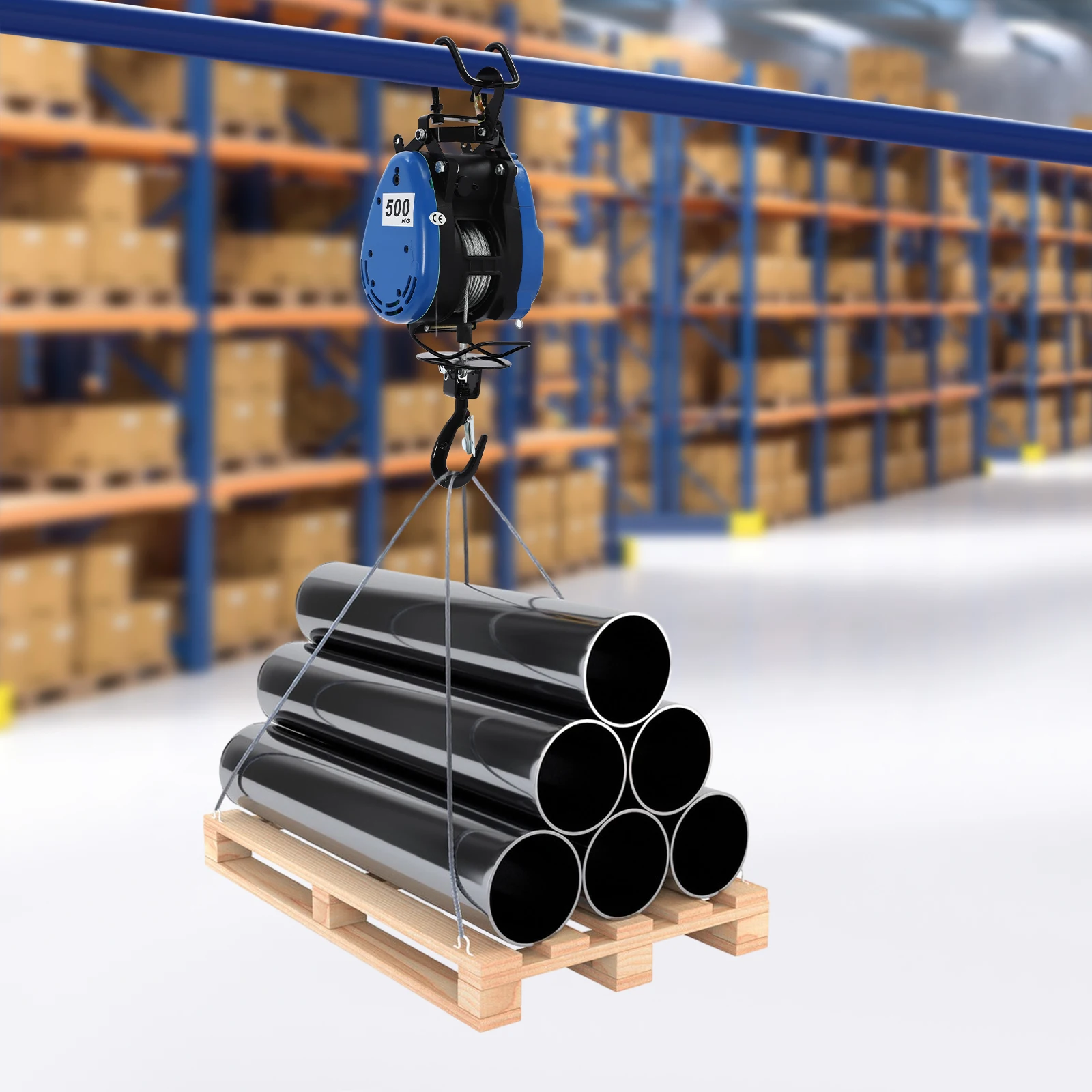 

95.14ft Lifting Height Remote Control Dual Control Electric Winch Blue Electric Hoist for Agriculture Factories Docks
