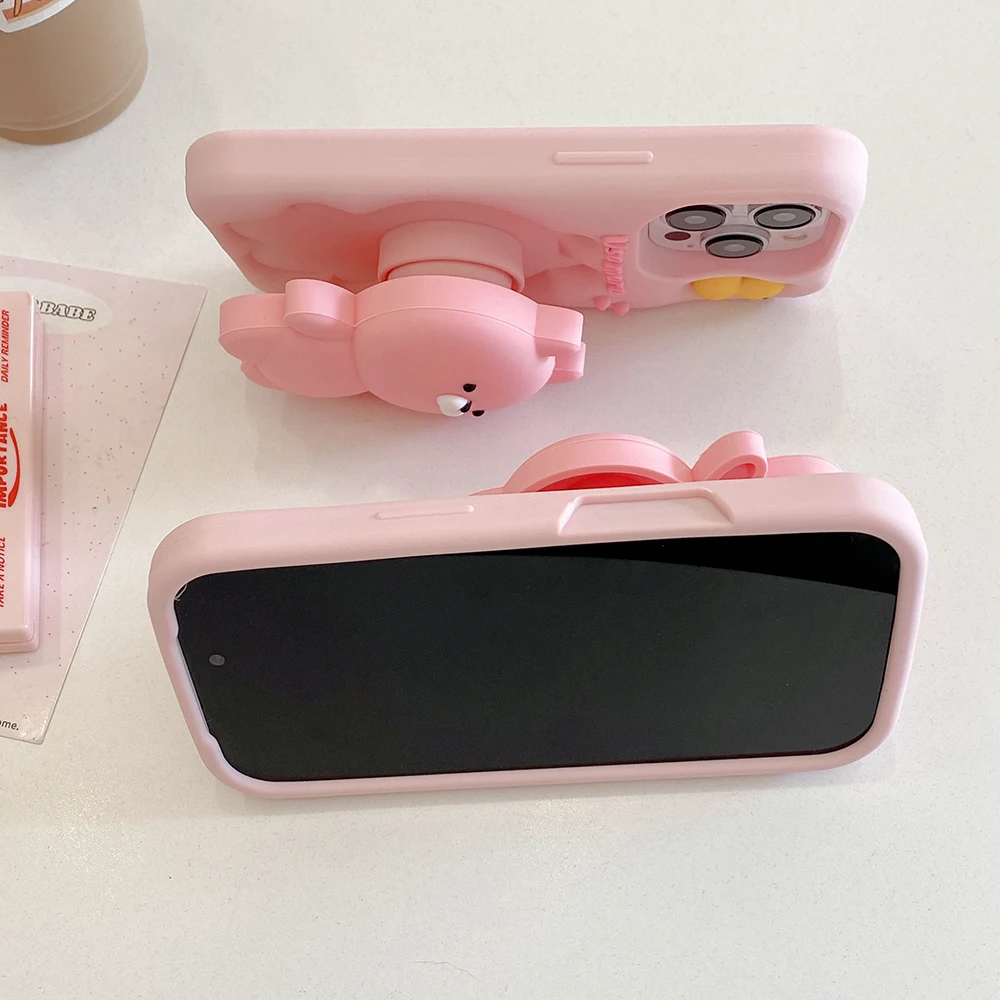 3D Anime Usamaru Kaninchen Teleskop-Halterung Hülle Weiche Silikon-Ständerabdeckung für iPhone 17 16 Plus 15 14 13 12 Pro Max – Detail 4