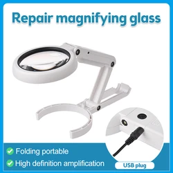 11X Magnifying Glass with Light 8 LED Magnifier Foldable Stand Desk Read White Ring Light for Jewelry Appraisal Reading Repair