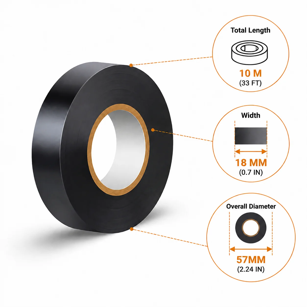 Electrical Tape 0.7in X 33ft Waterproof Strong Adhesive Indoor Outdoor Durable Easy Wrap Professional Grade Electric Wire Repair