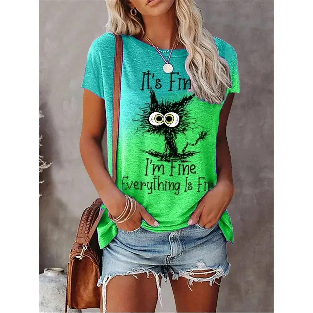 

Summer Clothes New Fashion T-shirt Daily Tops Shirt Casual Round Neck 3D Printed Woman t-shirts Regular Street Women's Clothing
