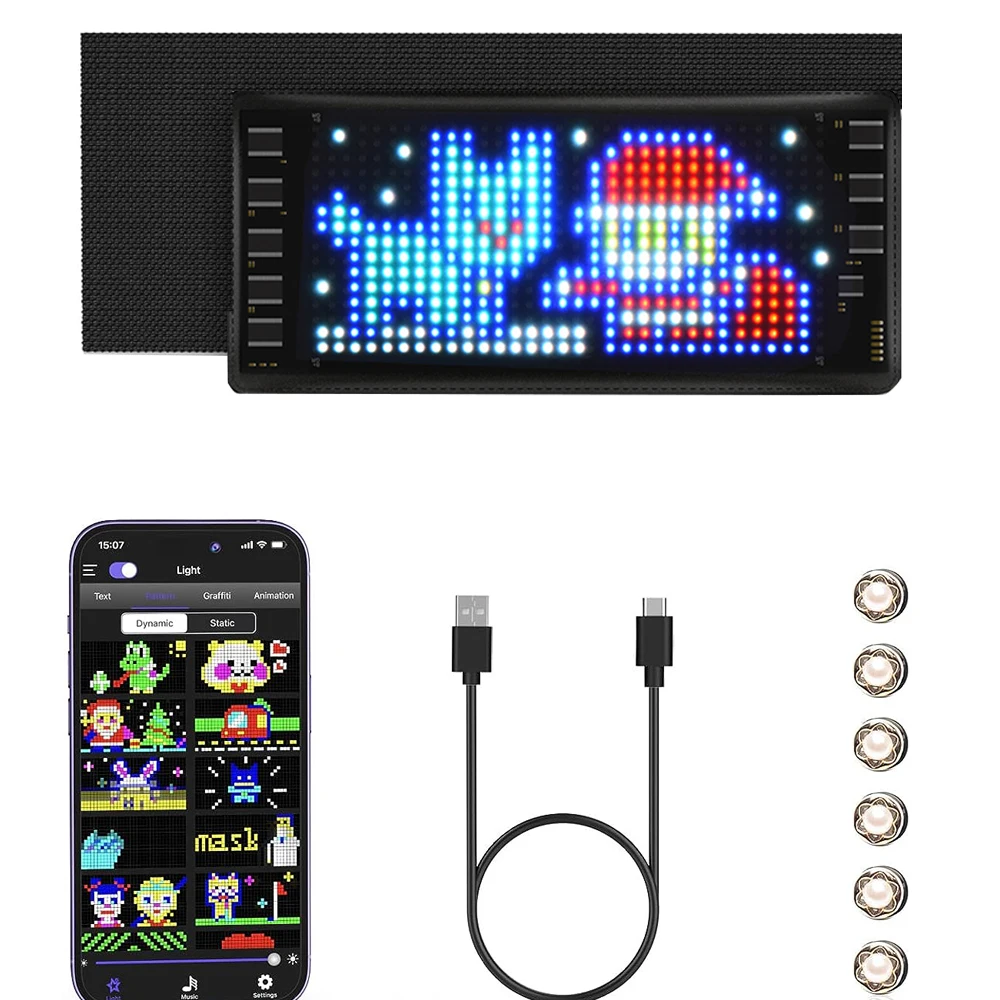 Rechargeable Wireless Bluetooth LED  Signage with Battery, Smart App Control Programmable Customizable LED Matrix Panel