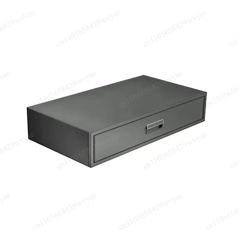 Automatic Pop-up Alloy Safe Cabinet, Hidden Storage Drawer with Fingerprint & Password Lock, Handmade Leather Design