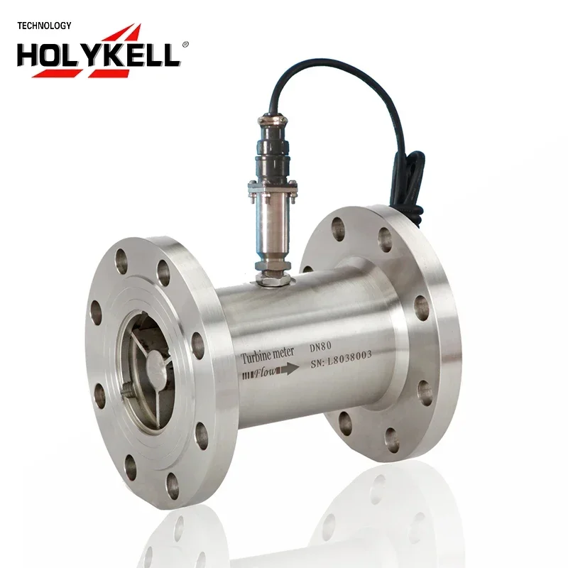 Holykell high precision liquid fuel oil turbine flow meter stainless steel digital vegetable oil ethanol fuel flowmeter