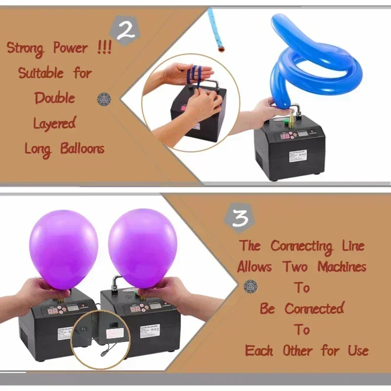 Portable Electric Balloon Inflator Pump Rechargeable Lagenda Twisting Modeling Balloon Inflator Inflation Digital Time for Party