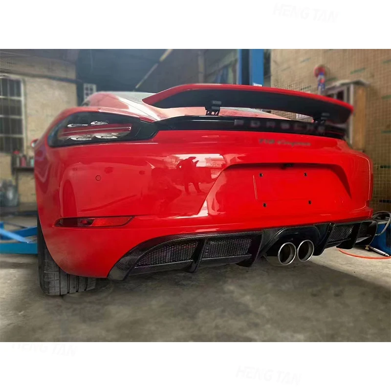 Car Rear Bumper Lip Diffuser Spoiler Parts Carbon Fiber For Porsche 718 Boxster Cayman 2016-2020 Upgrade Body kit