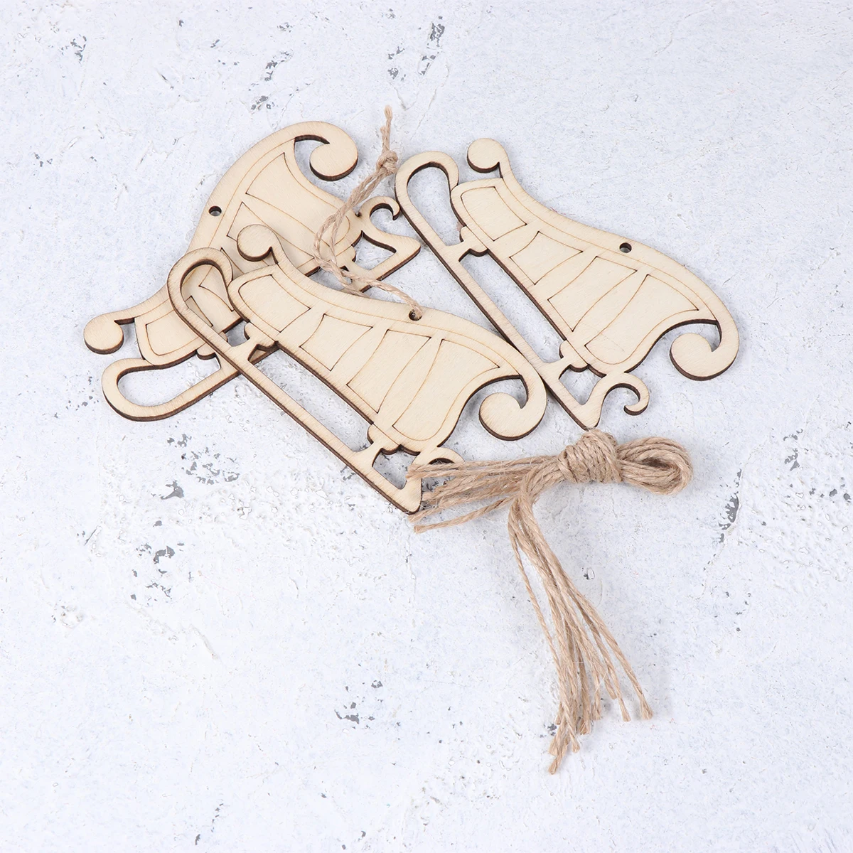 

10pcs Christmas Wooden Hanging Pendant Decor Santa Sled Design Tags For Tree Yard Party Supplies Rope Included Home Garden
