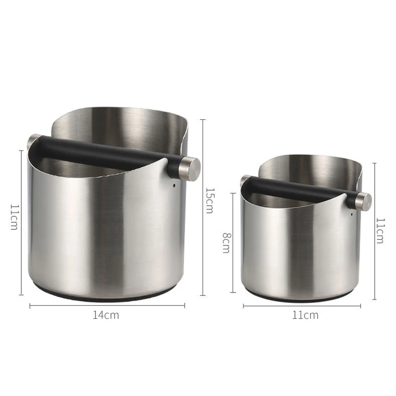 Espresso Knock Box Barista Style Stainless Steel Coffee Grounds Knock Box With Removable Knock Bar and Non-Slip Rubber Base