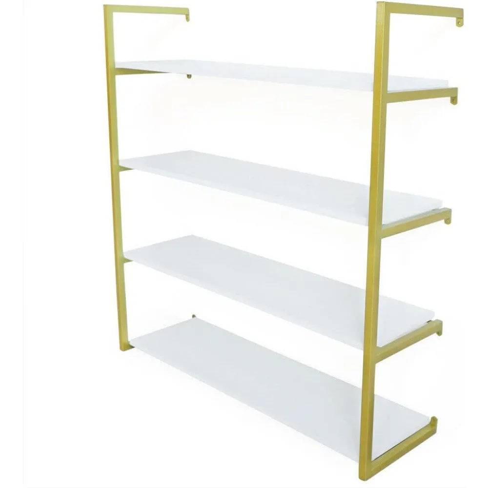 

4-Tier 36" Industrial Floating Shelves, Iron+Wood Wall Mounted Display Wall Shelf Storage Rack Organizer, Plants Display Shelf