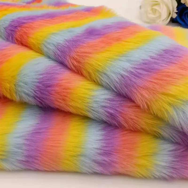 Thick 2CM high grade jacquard rabbit fur striped leopard fur fabric ,fur plush cloth doll background cloth carpet fabric