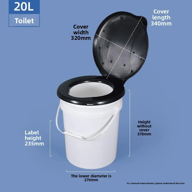 Toilet Stool, Outdoor Portable Removable Toilet 20L Large-capacity Toilet Cover Plastic Bucket with Handle