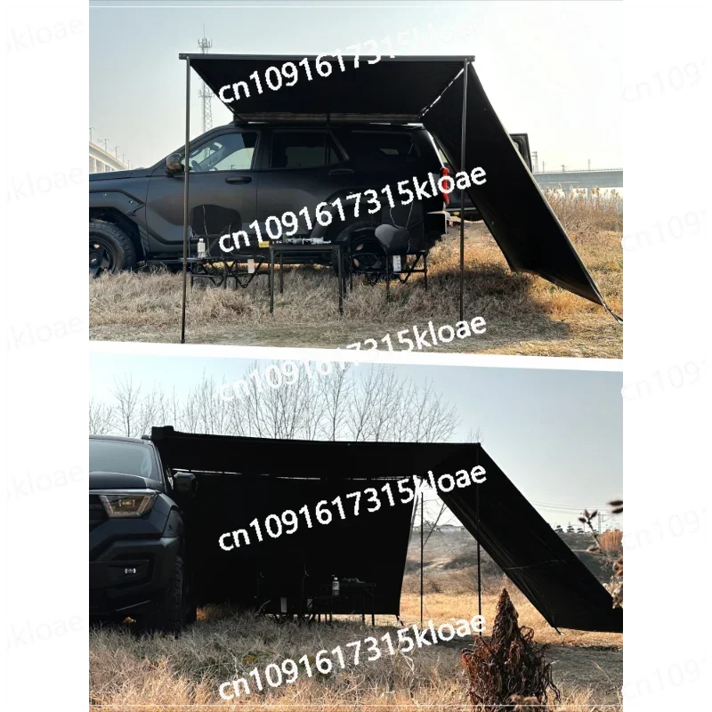 Outdoor car side tent vinyl blackened side sunshade cloth with window screen mesh expansion RV load rainproof camping