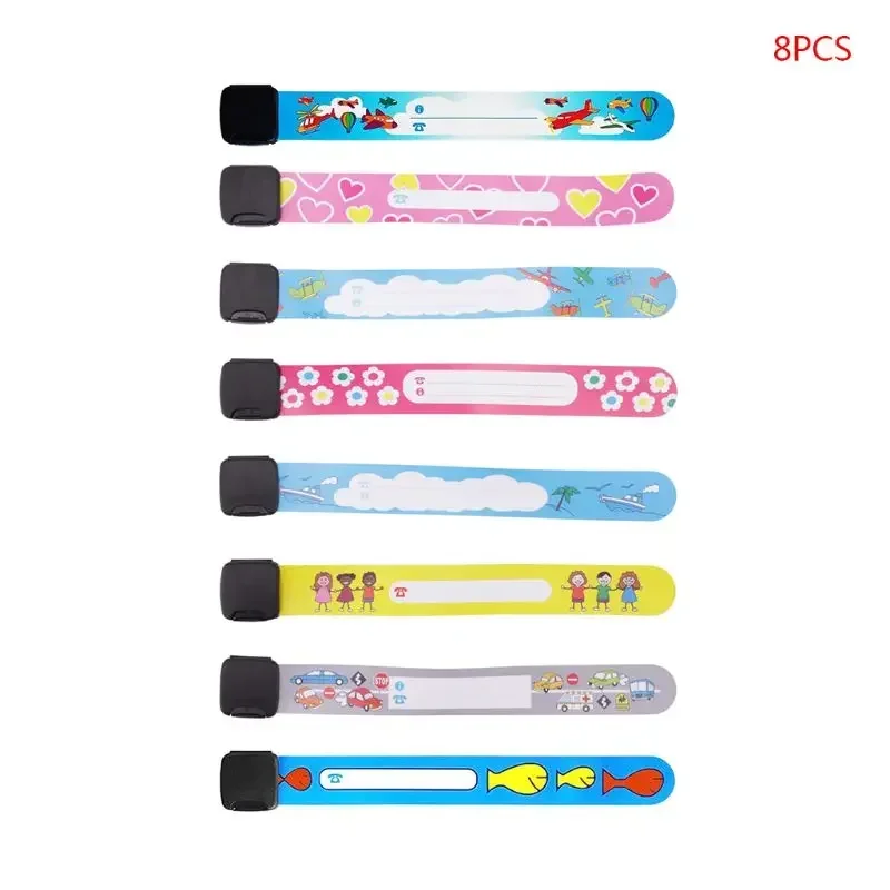 8 Pcs Outdoor Safe ID Bracelet Event Festival Parties  Kids Anti-lost Info Wrist Band Children Reusable Recognition Wristband