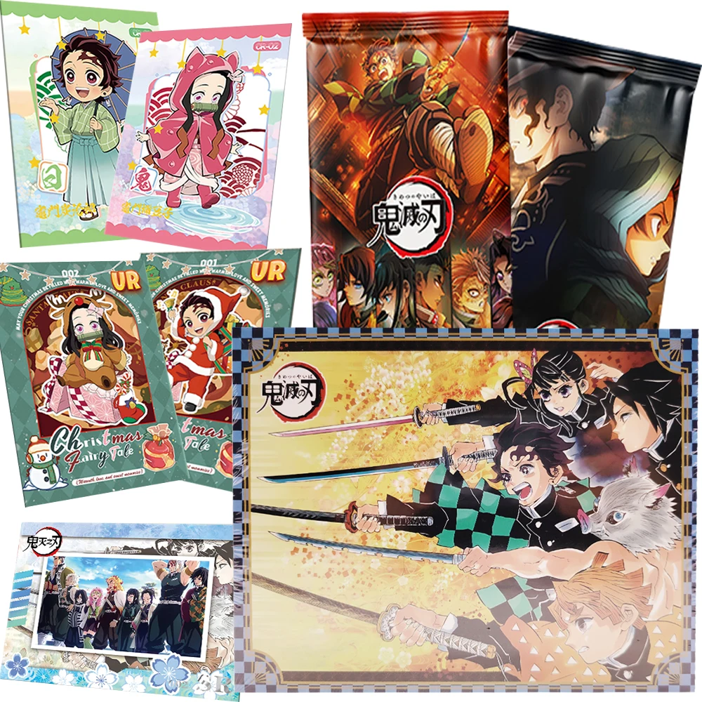 

Demon Slayer Collection Cards Japanese Popular Anime Ink Wash Style Design Characters Exquisite Scene Cards Fans Christmas Gifts