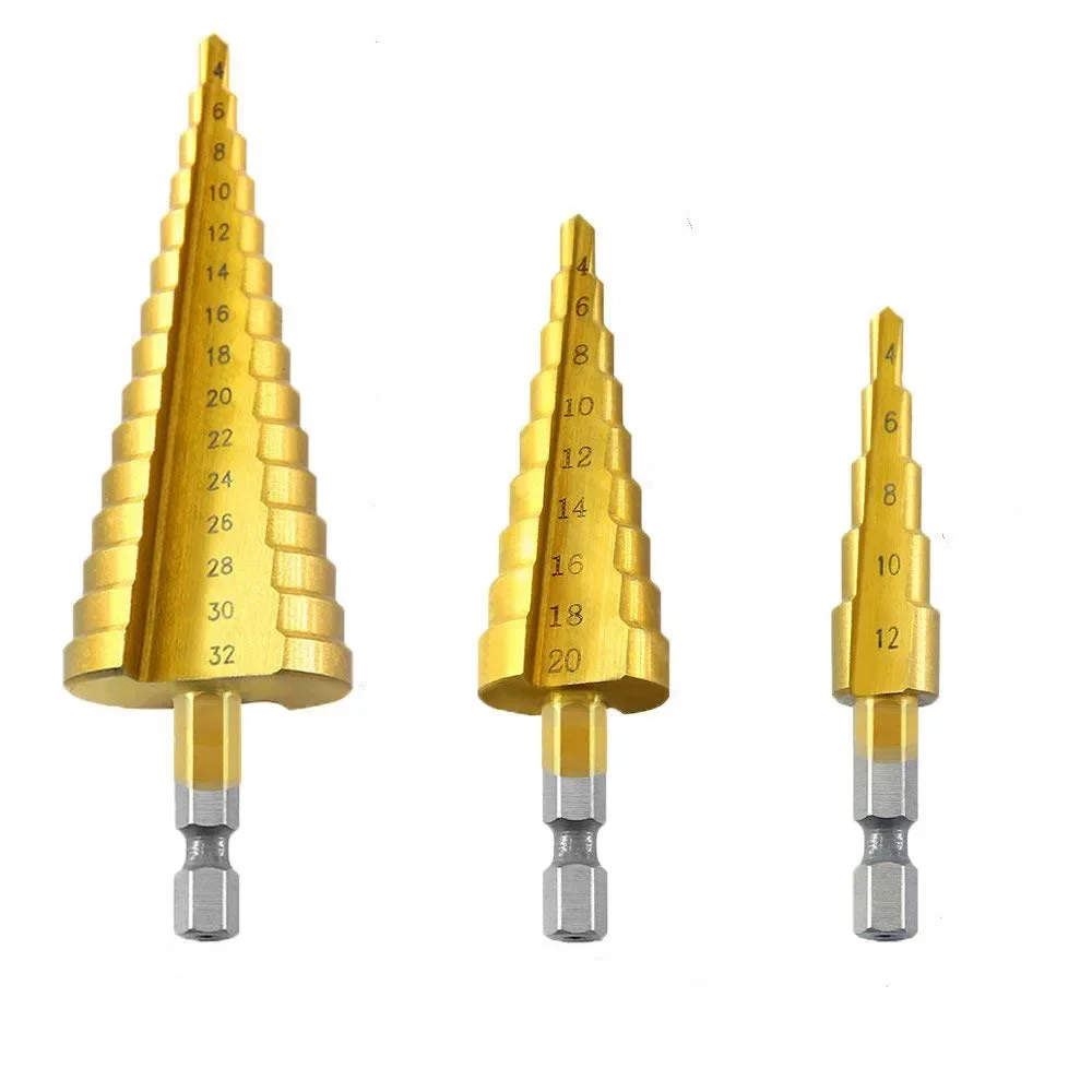 3 Cái/bộ 3-12Mm 4-12Mm-20Mm HSS Thẳng Rãnh Bước Mũi titan Gỗ Phủ Lỗ Kim Loại Dao Cắt Lõi Khoan Bộ Dụng Cụ