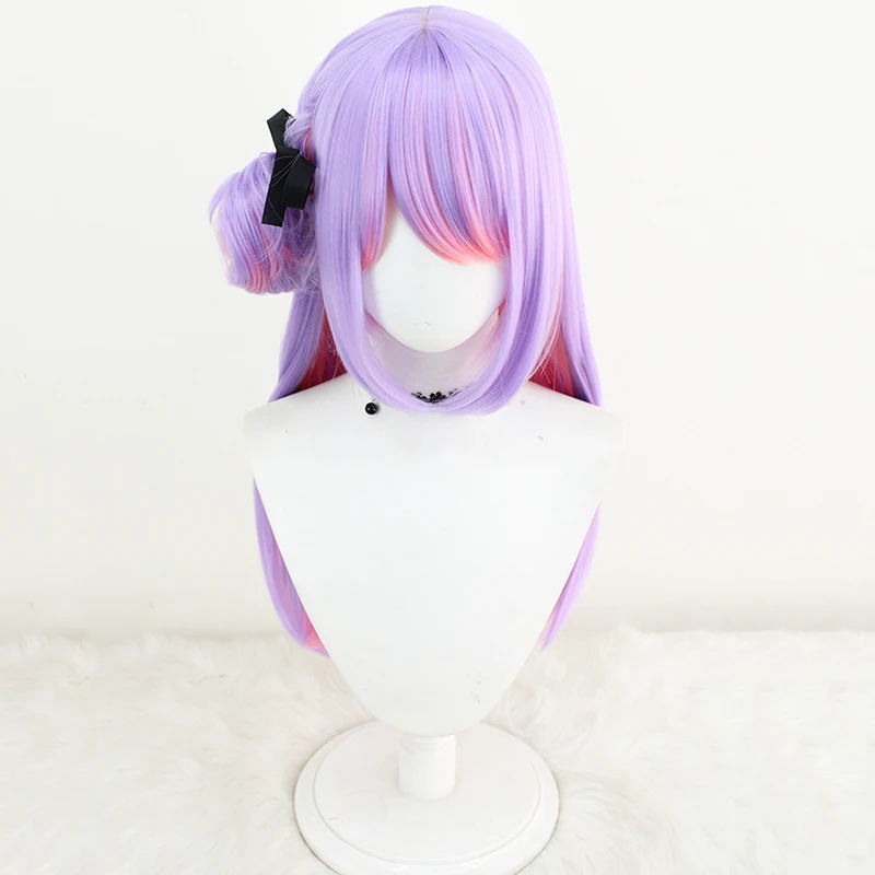 Peluca de Cosplay de Anime VTuber Tokoyami Towa para mujer, peluca sintética resistente al calor de pelo largo morado Lolita, accesorio de Halloween