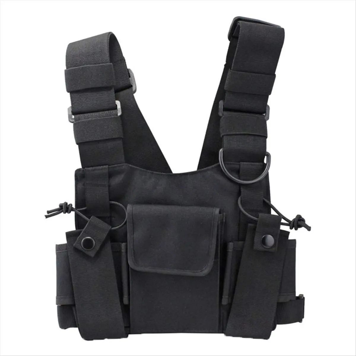 ABST Walkie Talkies Front Pack Pouch Case Radio Shoulder Radio Reflective Chest Harness Bag for UV5R 888s Black