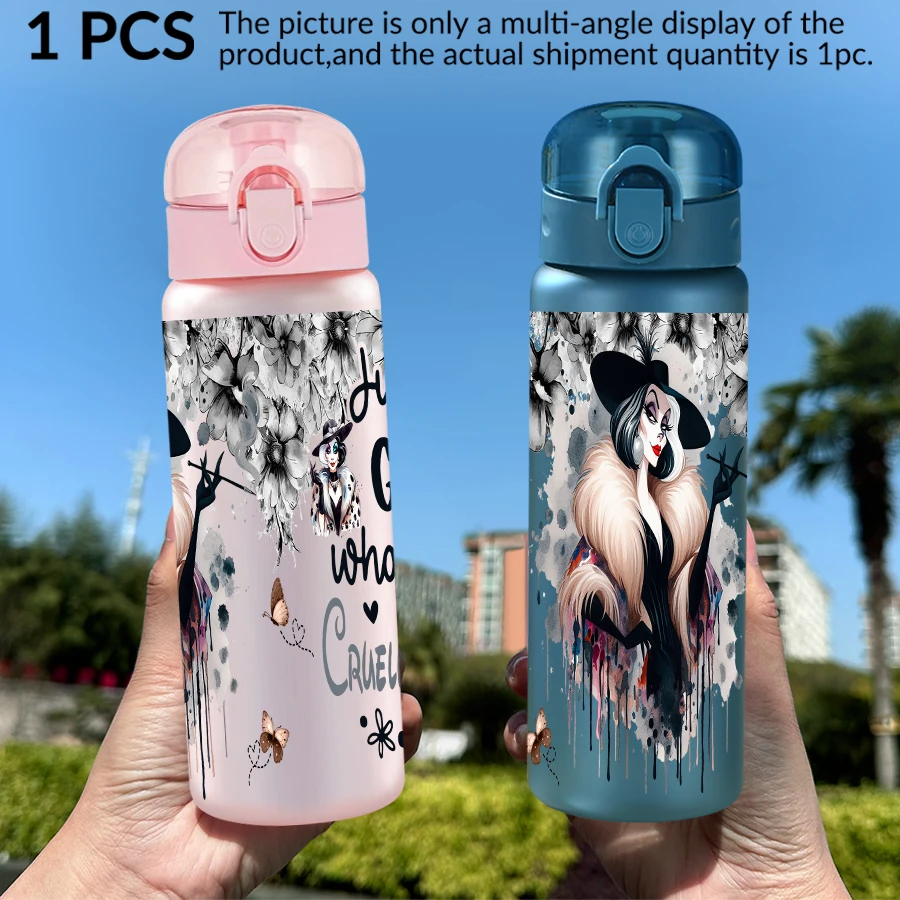 1Pc Disney  Kuila  Demon Witch  pattern 26oz plastic water bottle  outdoor sports water cup birthday/homecoming gift