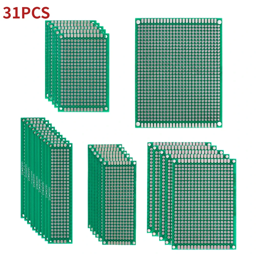 

Печатная плата 2x8 3x7 4x6 5x7 7x9 см, печатная плата зеленого цвета 2x8 3x7 4x6 5x7, комплект прототипов печатных плат, 31 шт.