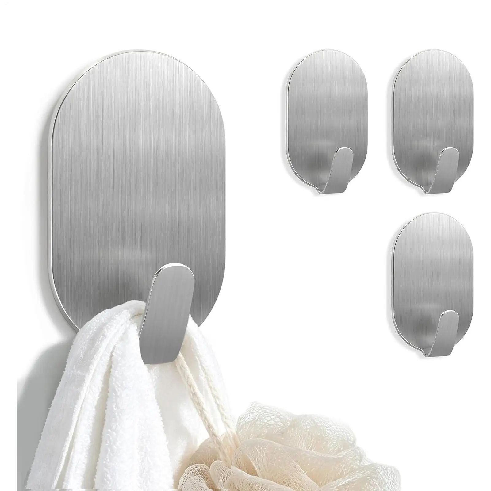 5Pcs Strong Adhesive Hooks, Waterproof Heavy Duty Stick On No Drill Wall Hooks for Robe Hat Key Purse Bag Home Kitchen