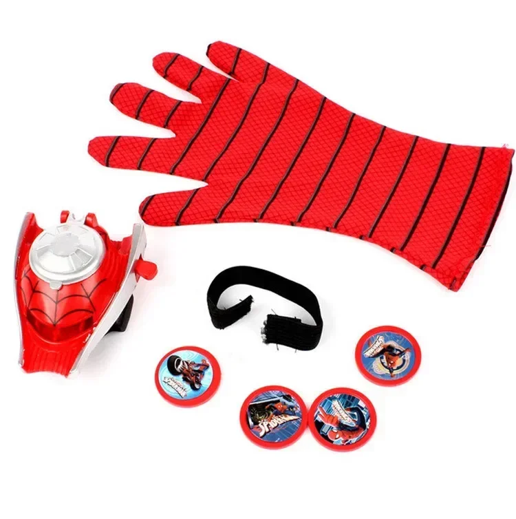 Cosplay Spiderman Spider man Flying saucer Launcher Gloves and LED flash light Mask sets Costume party Anime Stage show Props