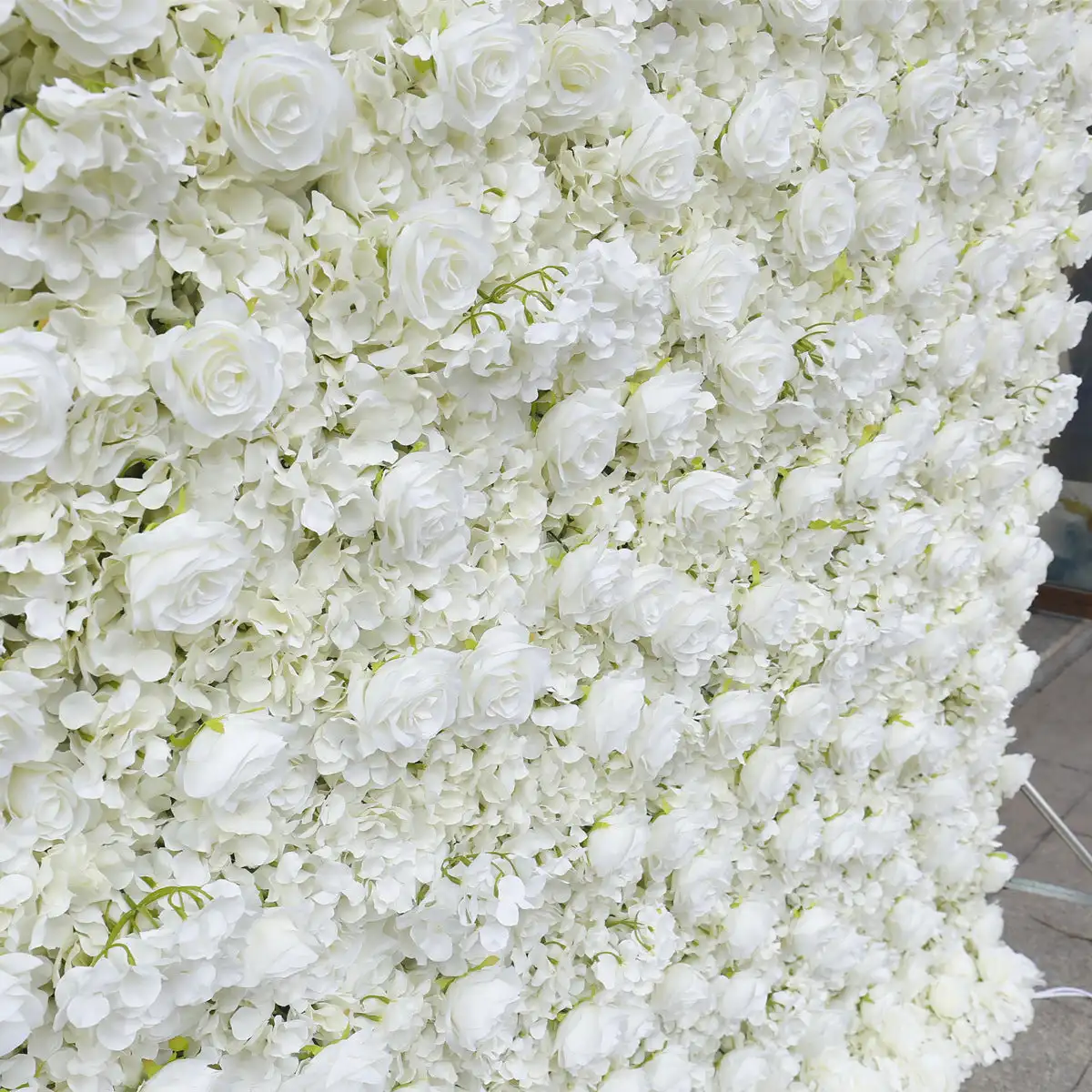 Luxury White Rose Hydrangea 3D Flower Wall Wedding Backdrop Props Rose Hydrangea Arrangement Curtain Hanging Fabric Floral wall