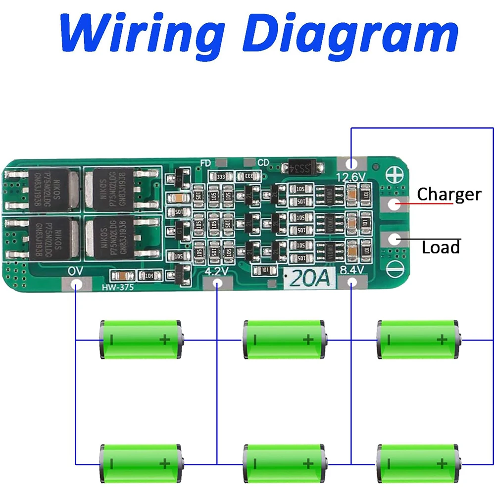 3S 20A BMS 18650 Li-ion Lithium Battery Charger Module BMS Protection Board PCB 11.1V 12V 12.6V Module Over-Discharge