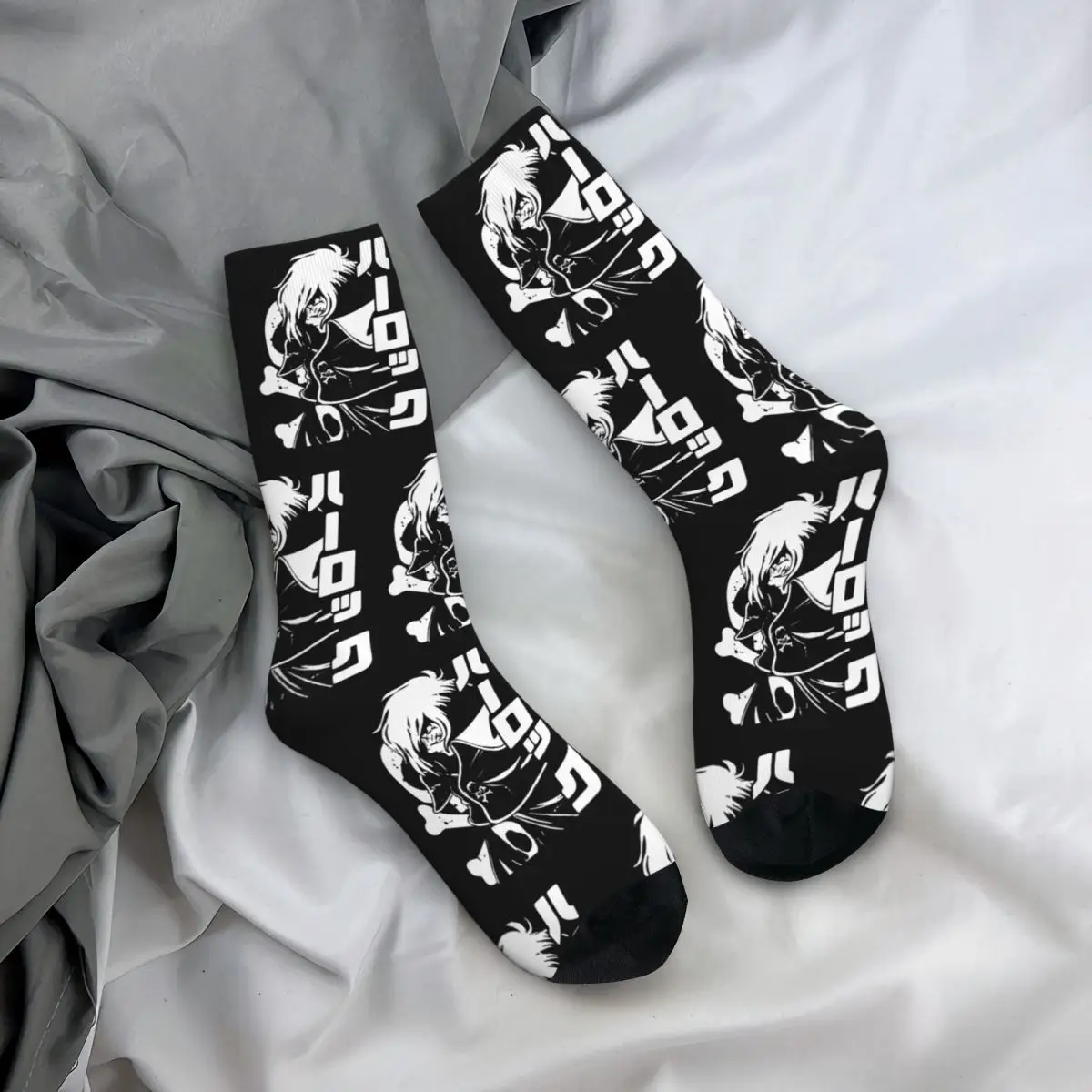 Space Pirate Captain Harlock Albator Anime Merchandise Socks Cozy Sport Long Socks Warm for Unisex Birthday Present