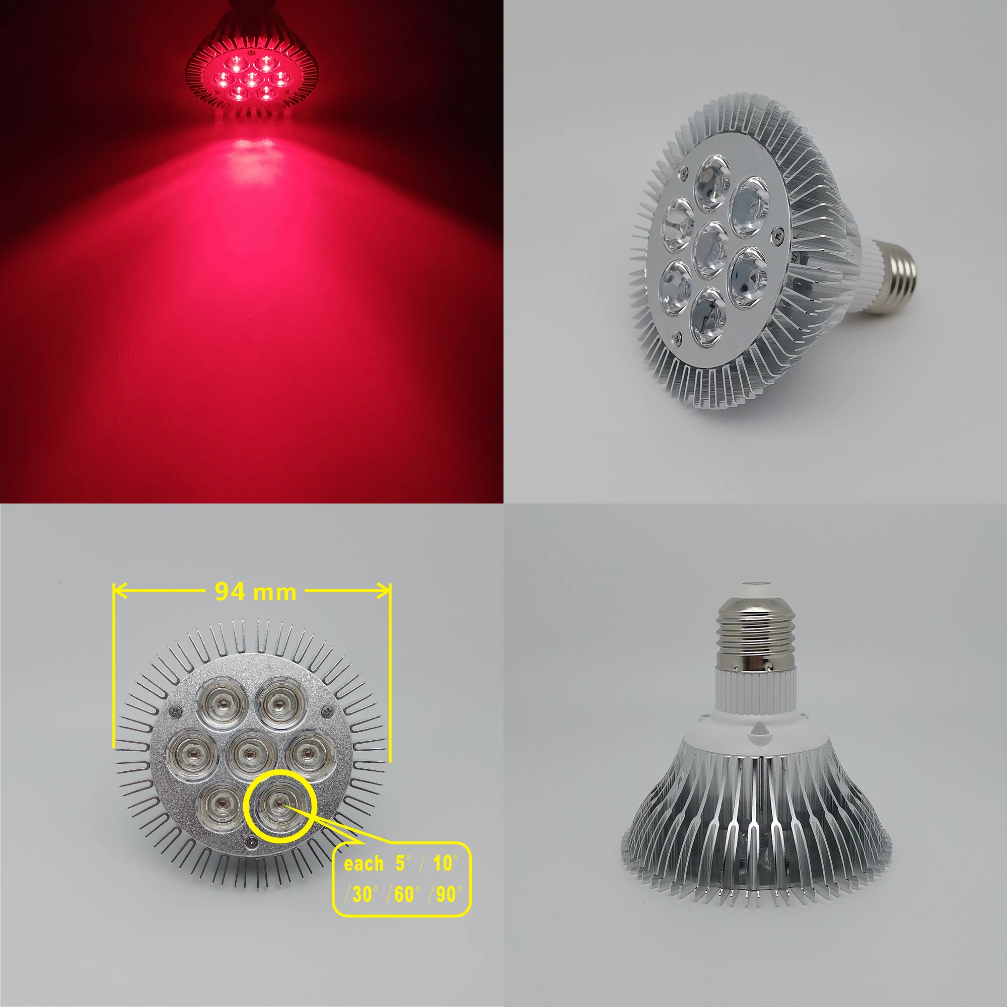 14W / 7W Deep Red 660nm PAR30 LED Lamp Spot Light Bulb for Therapy Plant Aquarium E27 E26