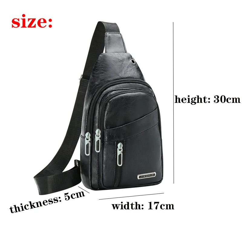 Fashion Men Aslant Adjustable Shoulder Strap Chest Pack Earphone Hole Portable Leisure Time Men Chest Pack Solid Waterproof Bag