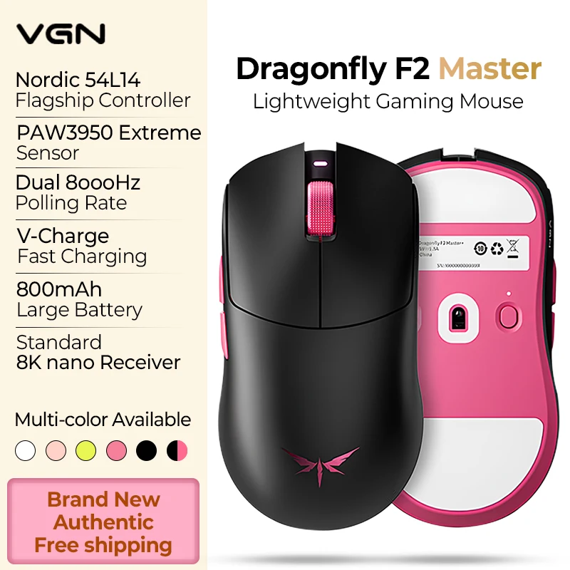 

EXVIC VGN Dragonfly F2 Master Wireless Gaming Mouse Ultra Pro MAX PAW3395 Dual 8K Rechargeable Ultra-Lightweight Tri-model Mice