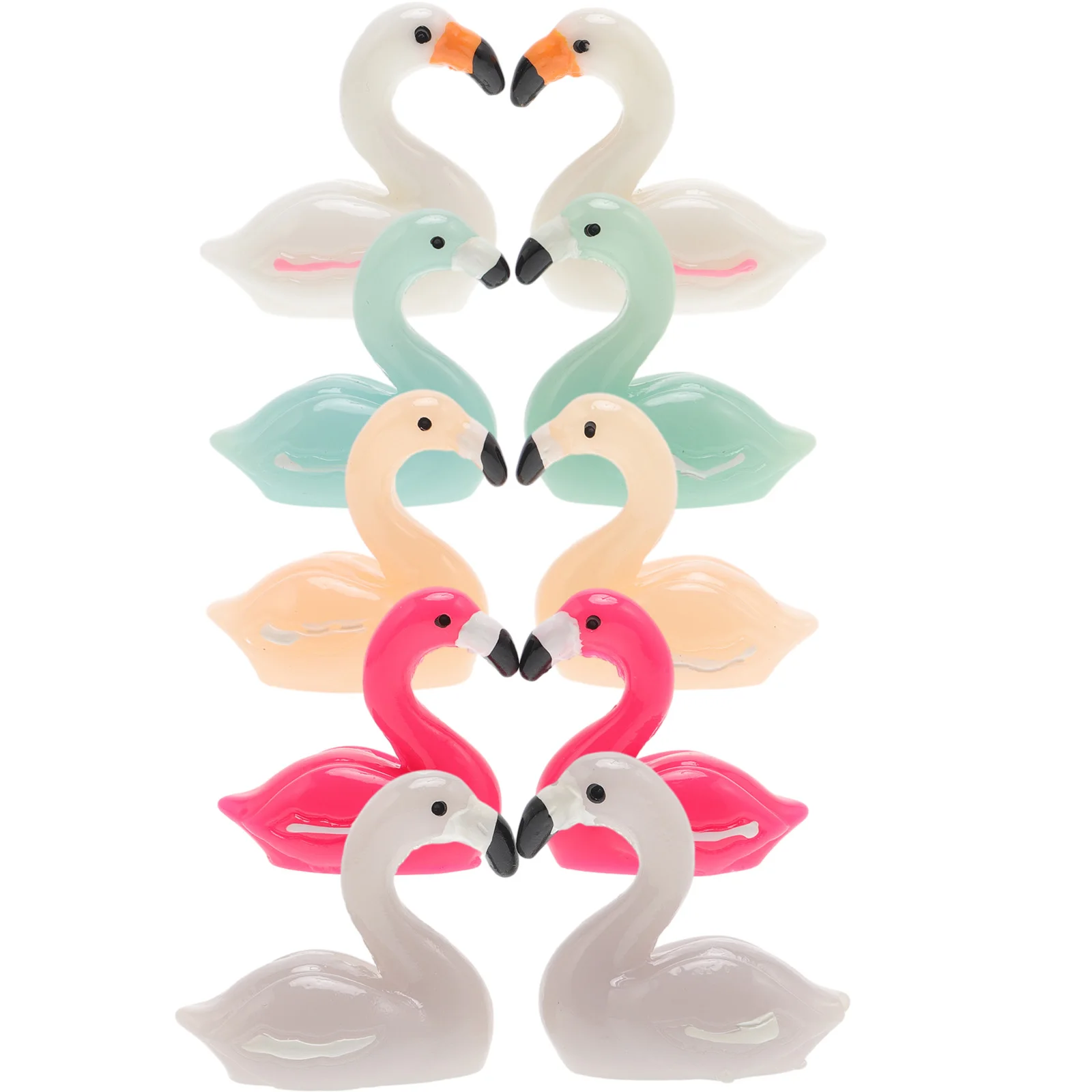 

10pcs Flamingo Decoration Mini Figurines Purple White Resin Animal Small Garden Statue Sculpture