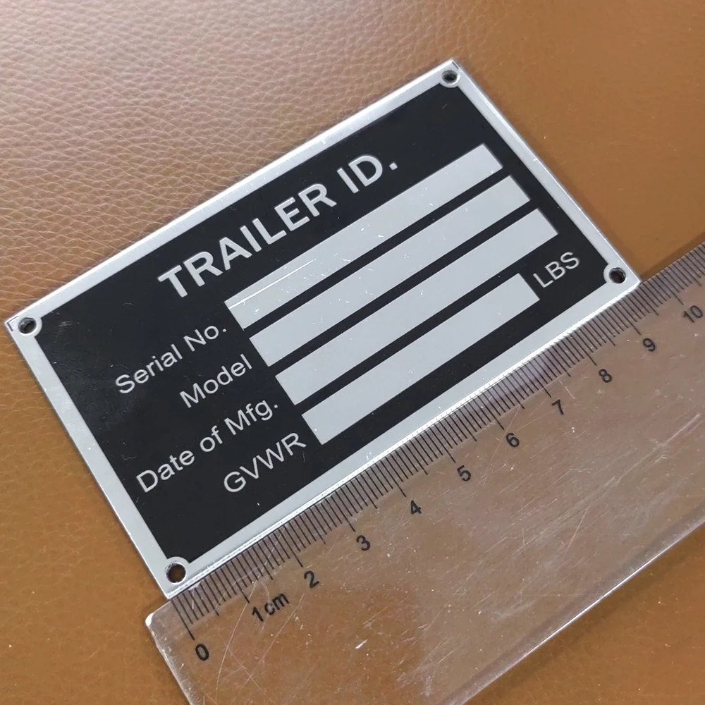 Heavy Duty Aluminum Trailer ID Tag Vin Plate Serial GVWR Medical Blank Powder Coated Finish RV Parts Camper Accessories