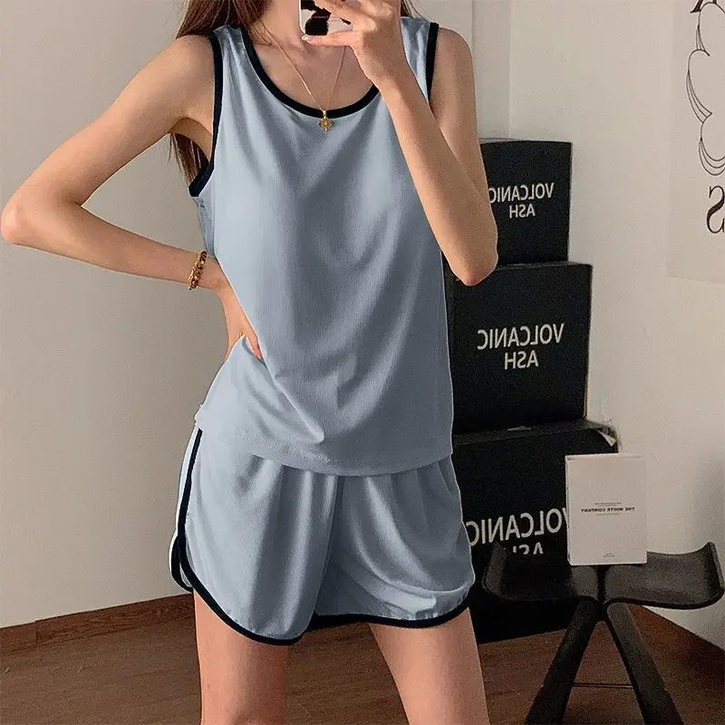 Femmes Ice Silk Sleepwear Summer Comfortable Pajama Suspender Shorts Pyjamas Cute Nightie Casual Home Clothing Set Birthday Gift