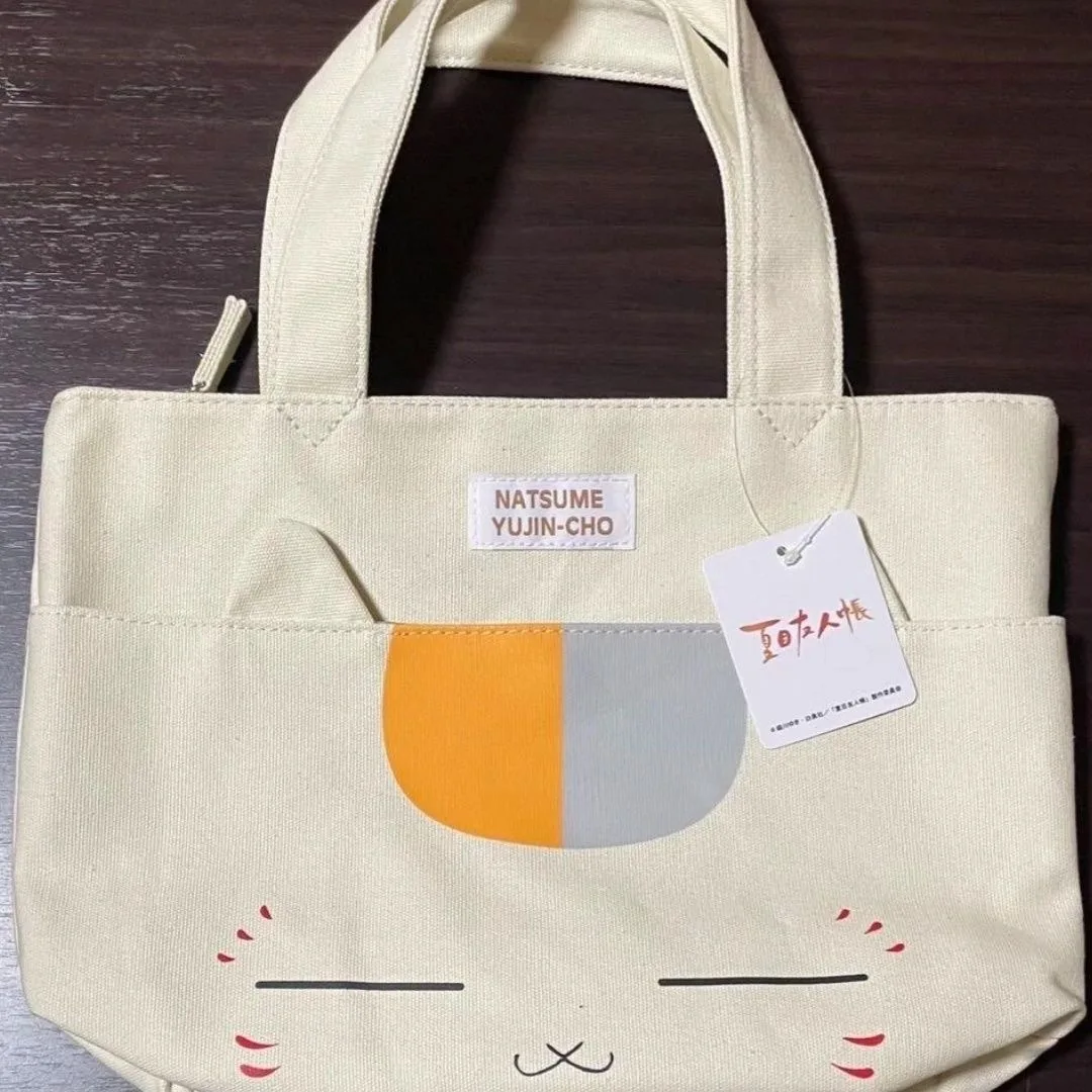 New Cute Anime Natsume's Book of Friends Nyanko Sensei Cat Kids Children Big Canvas Shoulder Bags Woman Handbags