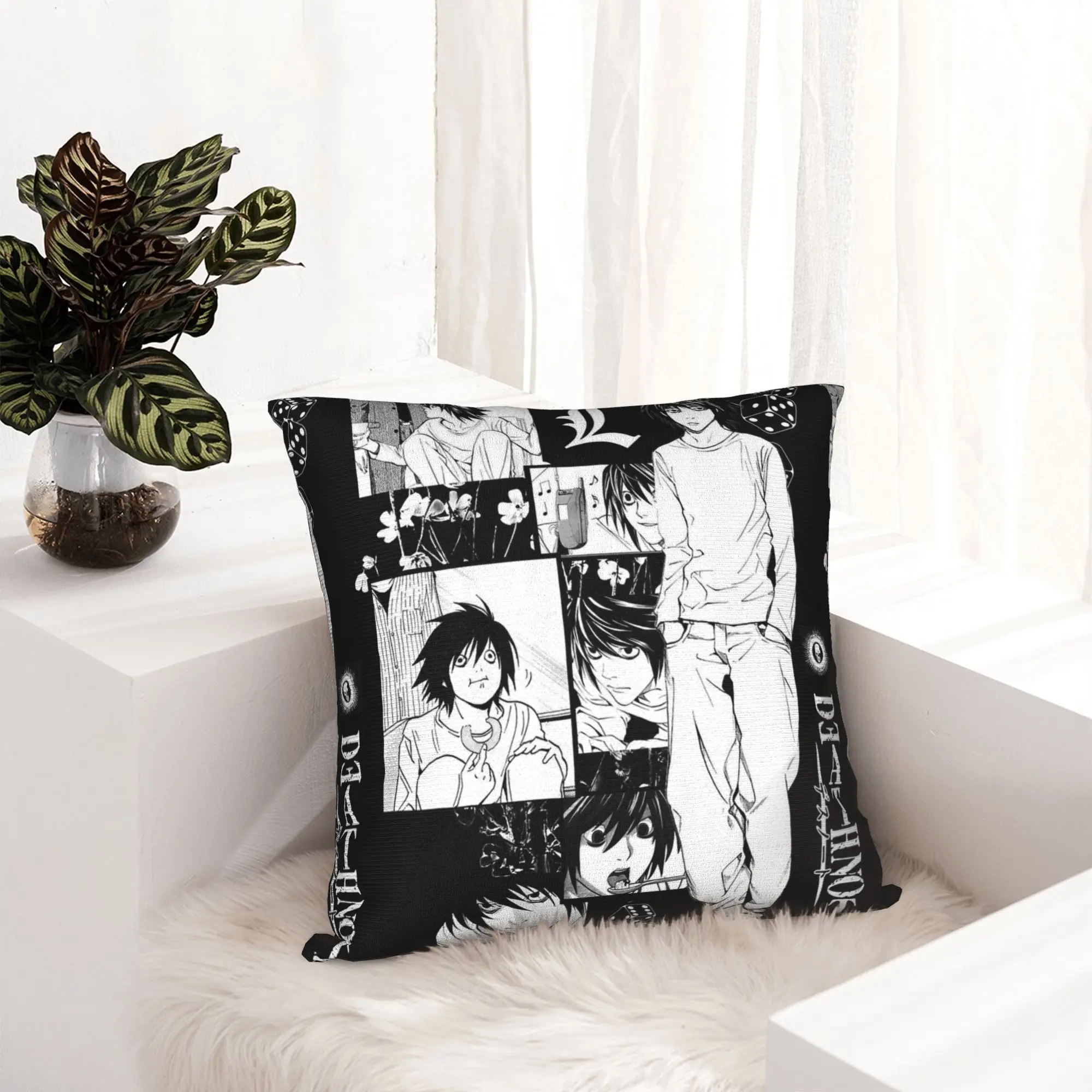 L Lawliet Death Note Pillowcase Printed Polyester Cushion Cover Decor  Pillow Case Cover Living Room Wholesale 18''
