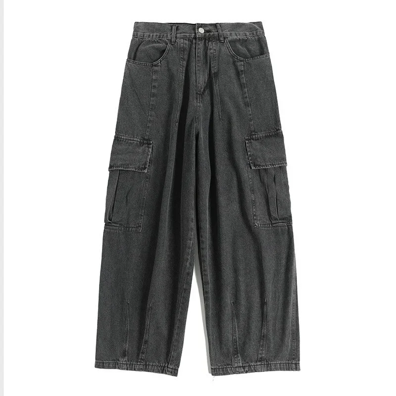 Pantaloni cargo stile americano 2024 Pantaloni estivi da donna nuovi neri grigi a vita alta dritti a gamba larga Pantaloni hiphop larghi da strada