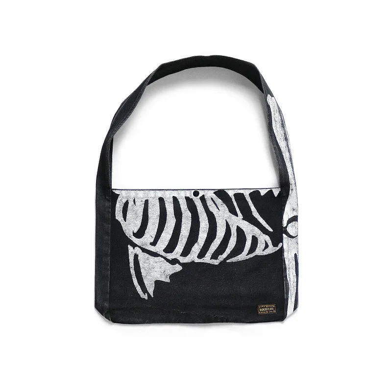 KAPITAL Vintage Japanese Bone Print Unisex Crossbody Messenger Bag
