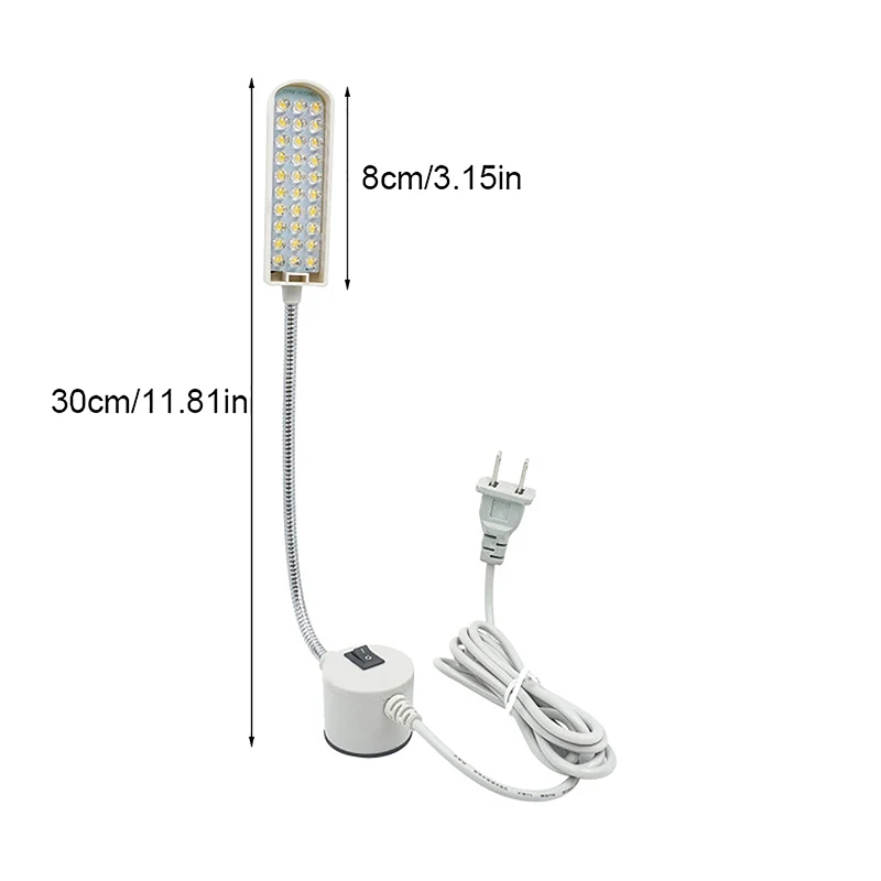 1Pc 10/20/30 lampada per macchina da cucire a LED 360 lampada da lavoro a collo d'oca regolabile flessibile luci industriali con Base per banco da lavoro