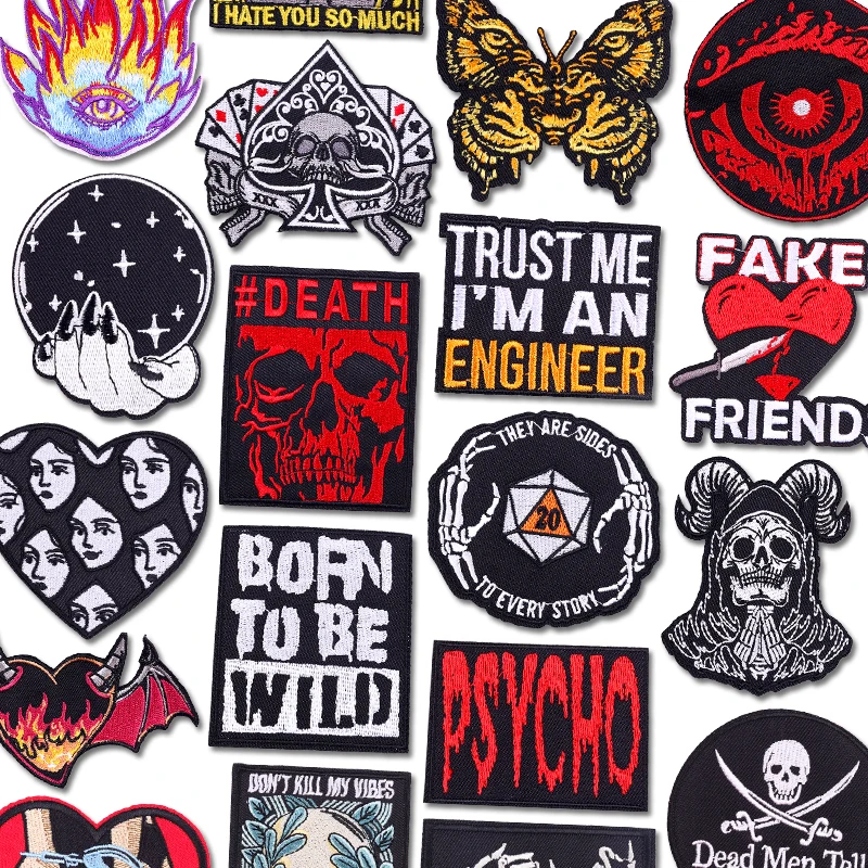 Born To Be Wild Patch Totenköpfe bestickte Aufnäher auf Kleidung DIY Punk Patch Eisen auf Patches auf Kleidung Nähen Applikation Abzeichen